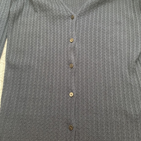 Theory Cable Rib Midi Cardigan Dress Wool Navy Blue Size Large - NWT NO BELT - Picture 7 of 8